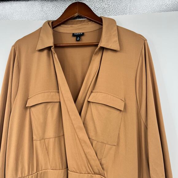 Torrid plus size At The Knee Studio Knit Collared Dress stretch neutral size 4x - Picture 5 of 8